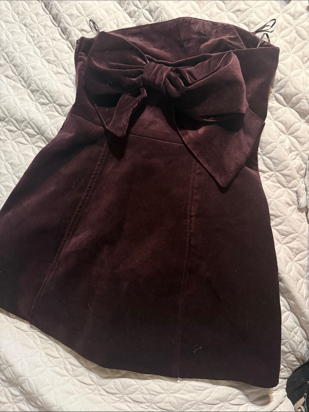 Zara maroon velvet bow dress